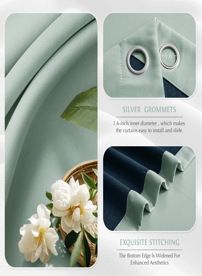 Beauoop 100% Blackout Curtains 54 Inch Long 2 Panels for Bedroom Living Room Seafoam Green Solid Room Darkening Thermal Insulated Soundproof Energy Saving Grommet Top Window Treatment Drapes,52x54 - Image 3